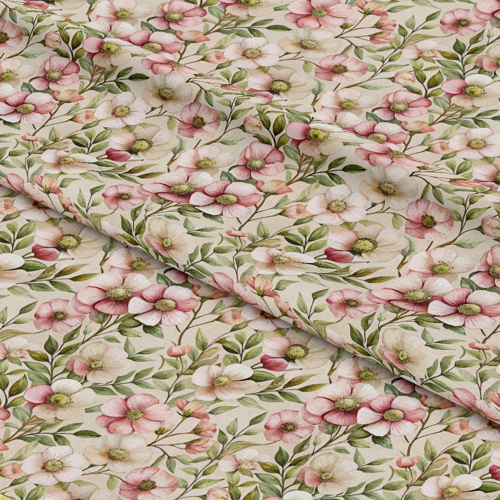 Art Nouveau Cistus Flowers Pattern 1 Quilting Cotton Fabric