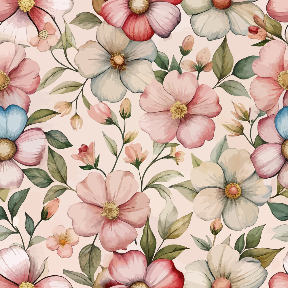 Art Nouveau Cistus Flowers Pattern 2 Quilting Cotton Fabric