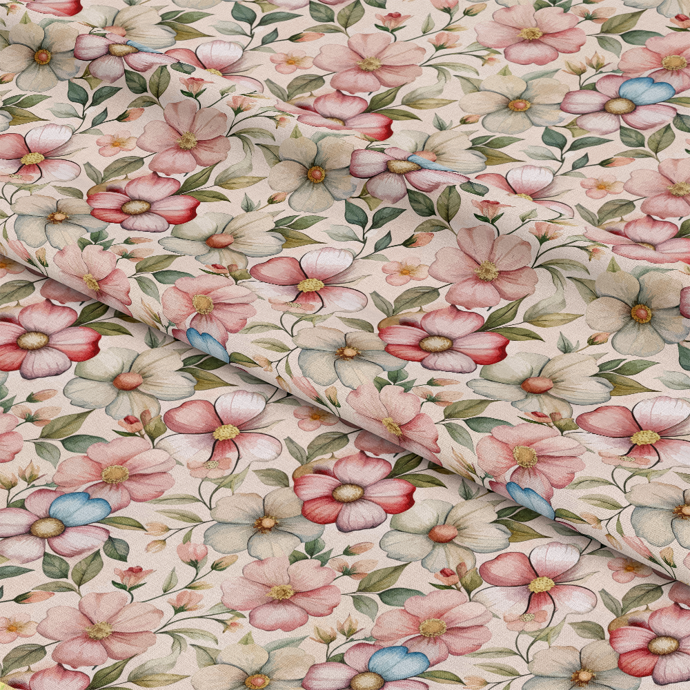 Art Nouveau Cistus Flowers Pattern 2 Quilting Cotton Fabric
