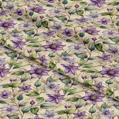 Art Nouveau Clematis Pattern 1 Quilting Cotton Fabric