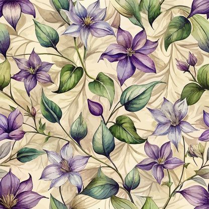 Art Nouveau Clematis Pattern 1 Minky Fabric