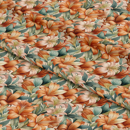 Art Nouveau Clivia Flowers Pattern 1 Quilting Cotton Fabric