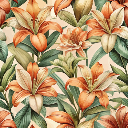 Art Nouveau Clivia Flowers Pattern 2 Minky Fabric