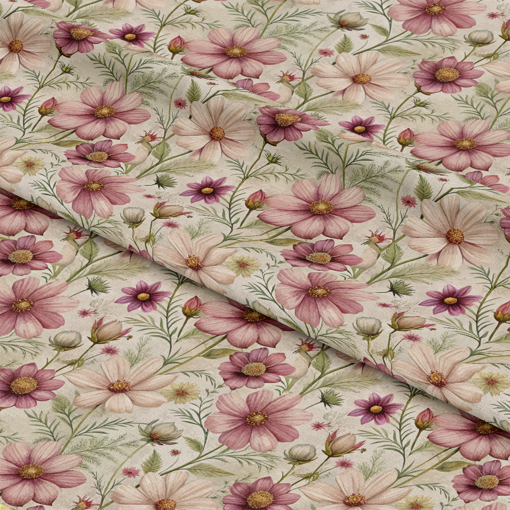 Art Nouveau Cosmos Flowers Pattern 1 Quilting Cotton Fabric
