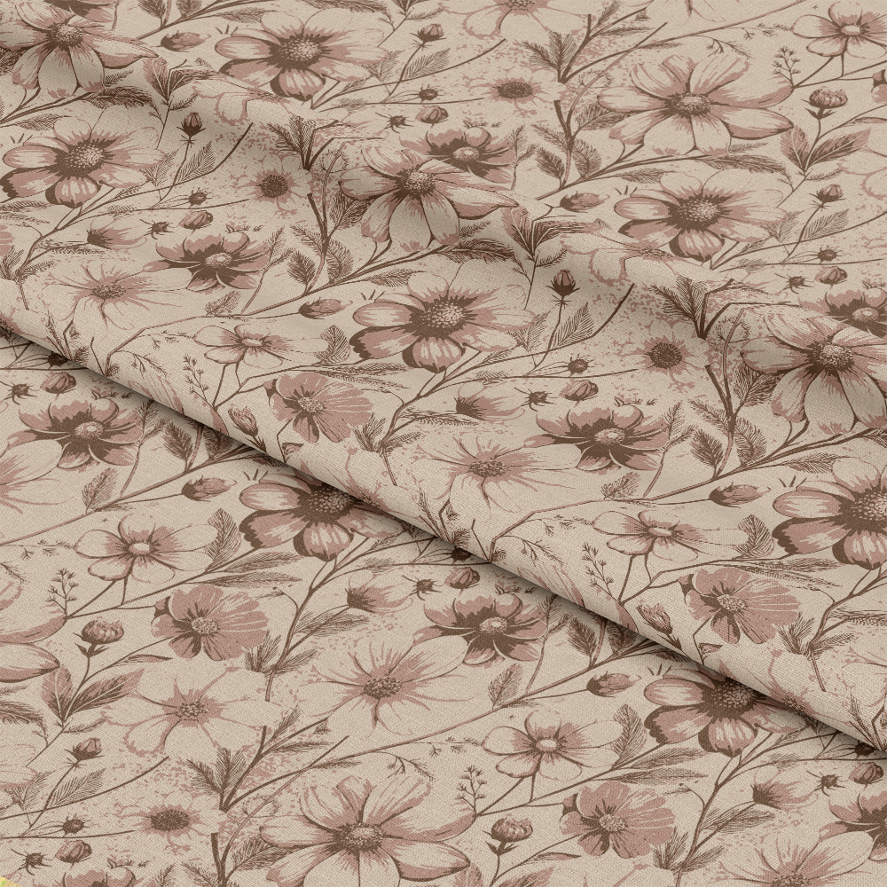 Art Nouveau Cosmos Flowers Pattern 2 Quilting Cotton Fabric