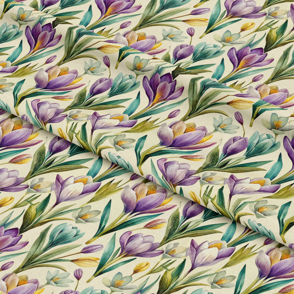 Art Nouveau Crocus Flowers Pattern 1 Quilting Cotton Fabric