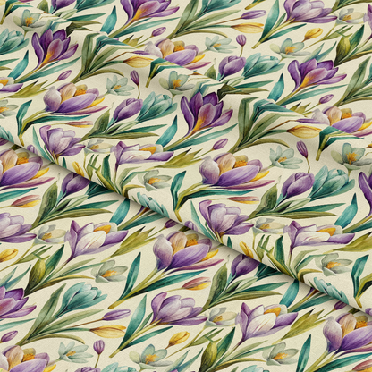 Art Nouveau Crocus Flowers Pattern 1 Quilting Cotton Fabric