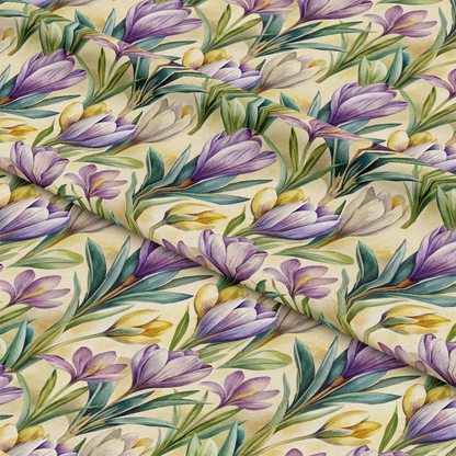 Art Nouveau Crocus Flowers Pattern 2 Quilting Cotton Fabric