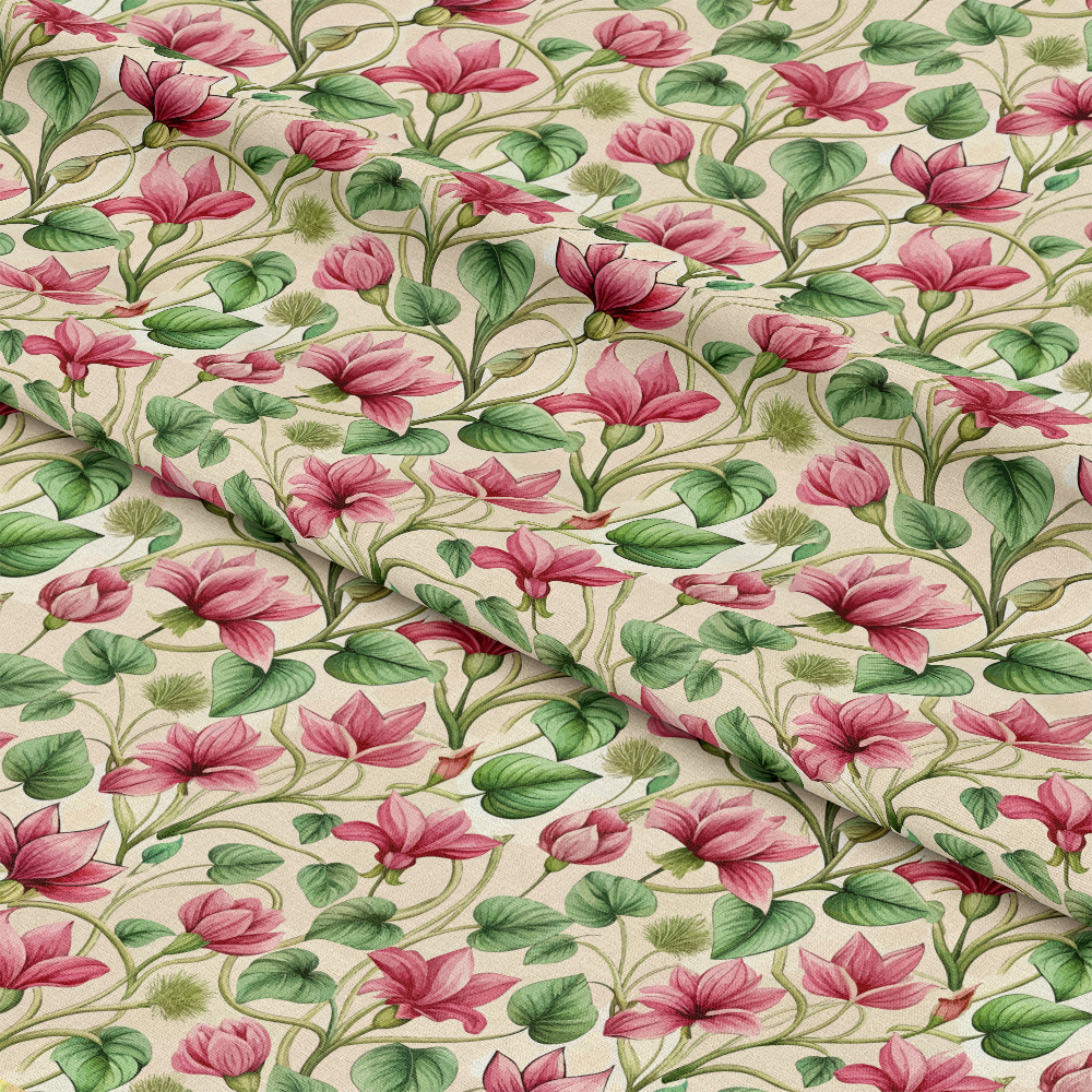 Art Nouveau Cyclamens Pattern 1 Quilting Cotton Fabric
