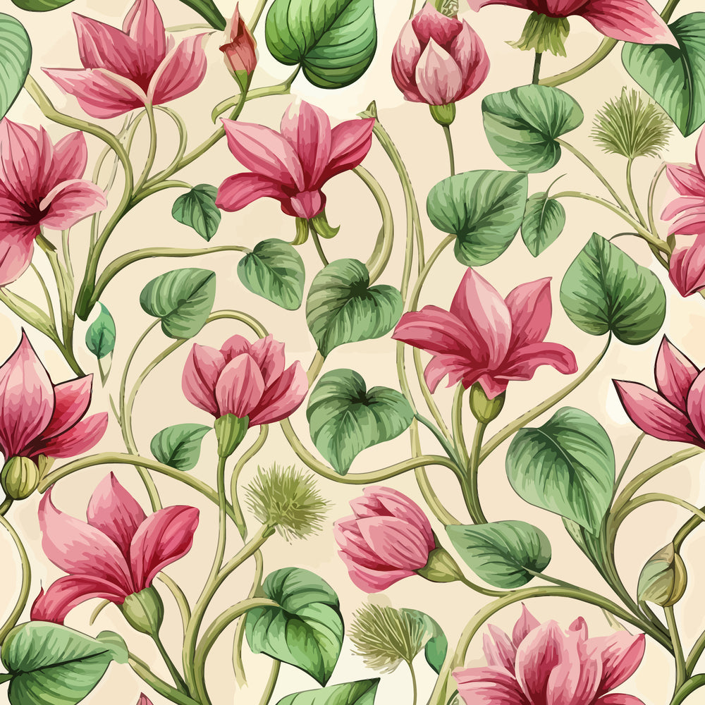 Art Nouveau Cyclamens Pattern 1 Minky Fabric
