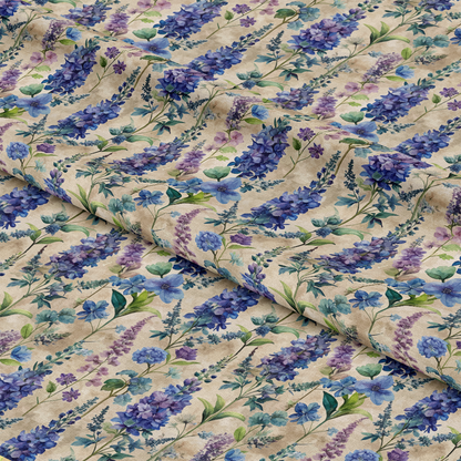 Art Nouveau Delphiniums Pattern 1 Quilting Cotton Fabric