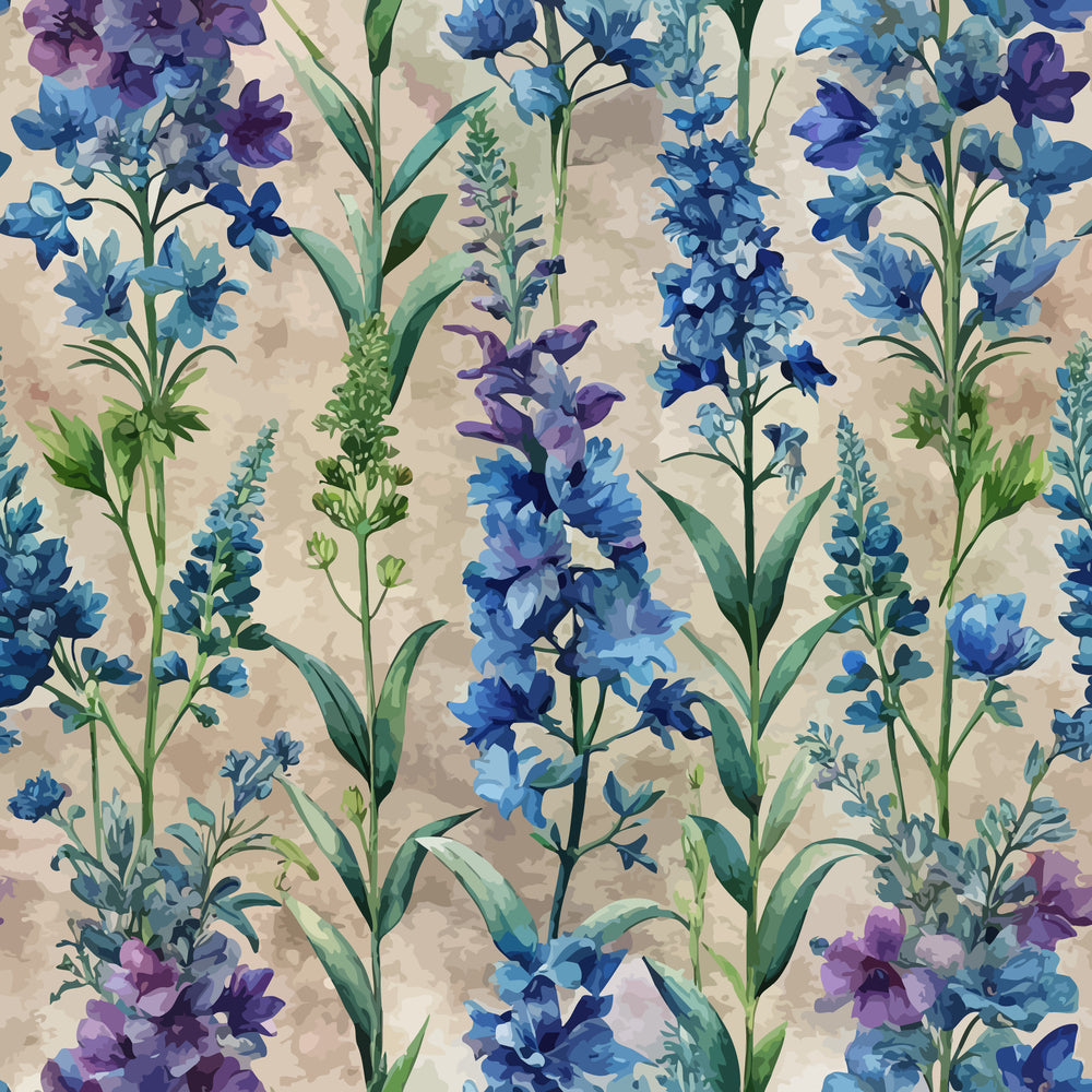 Art Nouveau Delphiniums Pattern 2 Minky Fabric