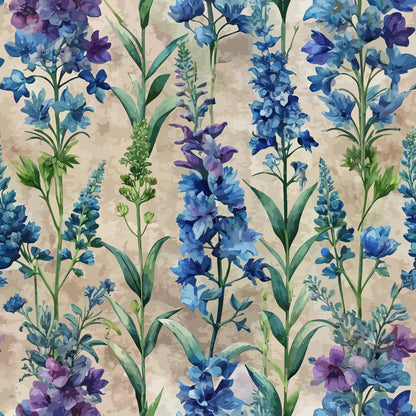Art Nouveau Delphiniums Pattern 2 Minky Fabric