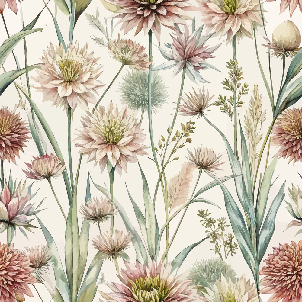 Art Nouveau Flowering Rush Pattern 1 Minky Fabric