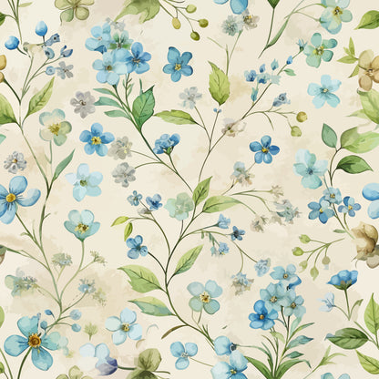 Art Nouveau Forget Me Nots Pattern 1 Minky Fabric