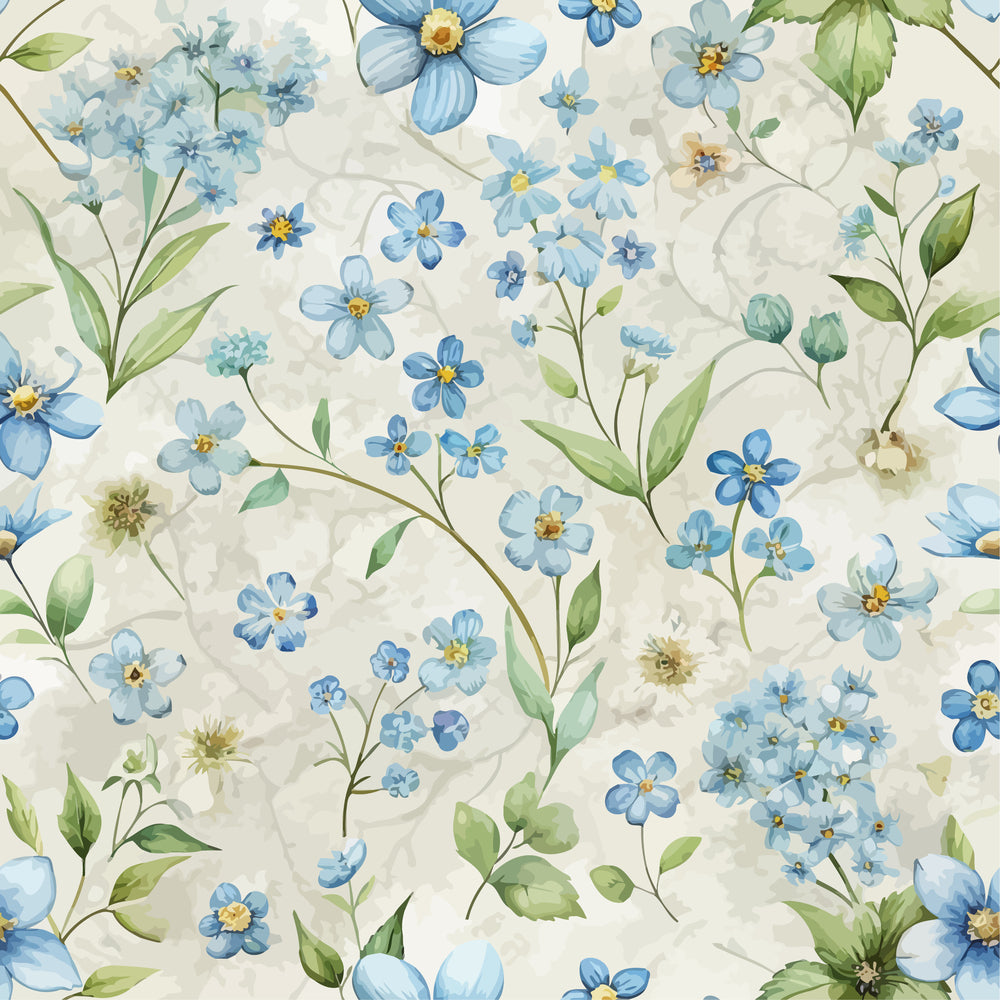 Art Nouveau Forget Me Nots Pattern 2 Minky Fabric