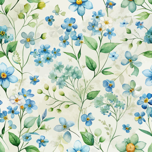 Art Nouveau Forget Me Nots Pattern 3 Quilting Cotton Fabric
