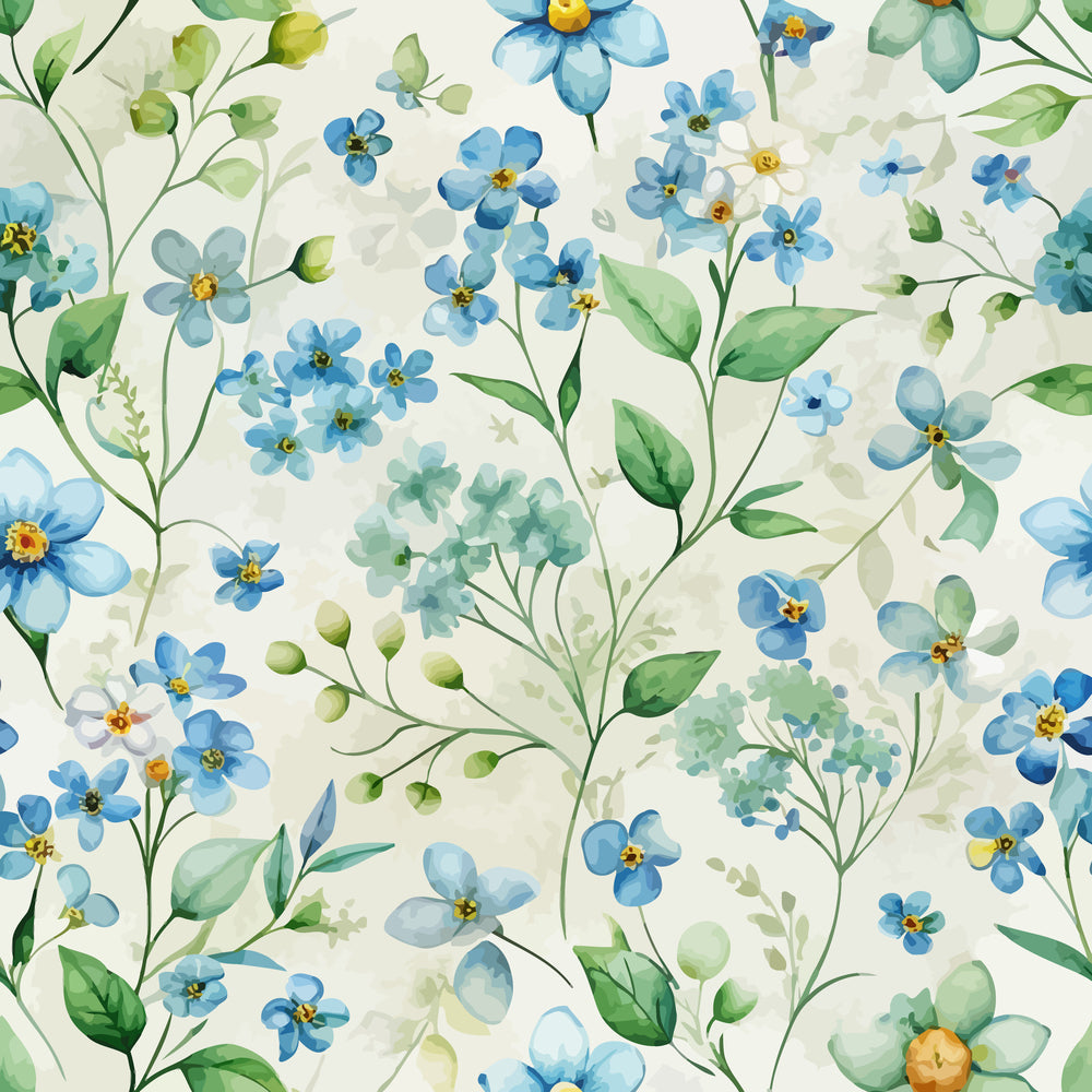 Art Nouveau Forget Me Nots Pattern 3 Minky Fabric