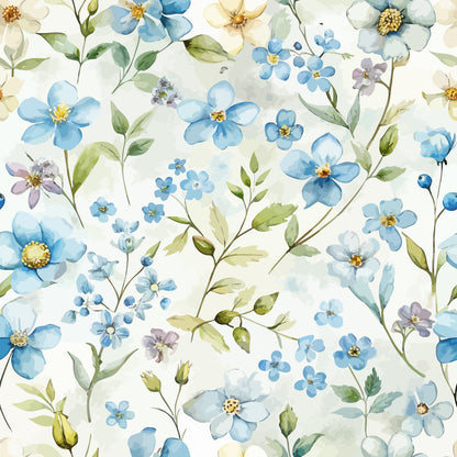 Art Nouveau Forget Me Nots Pattern 4 Quilting Cotton Fabric