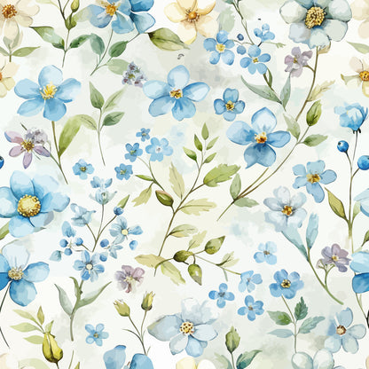 Art Nouveau Forget Me Nots Pattern 4 Minky Fabric