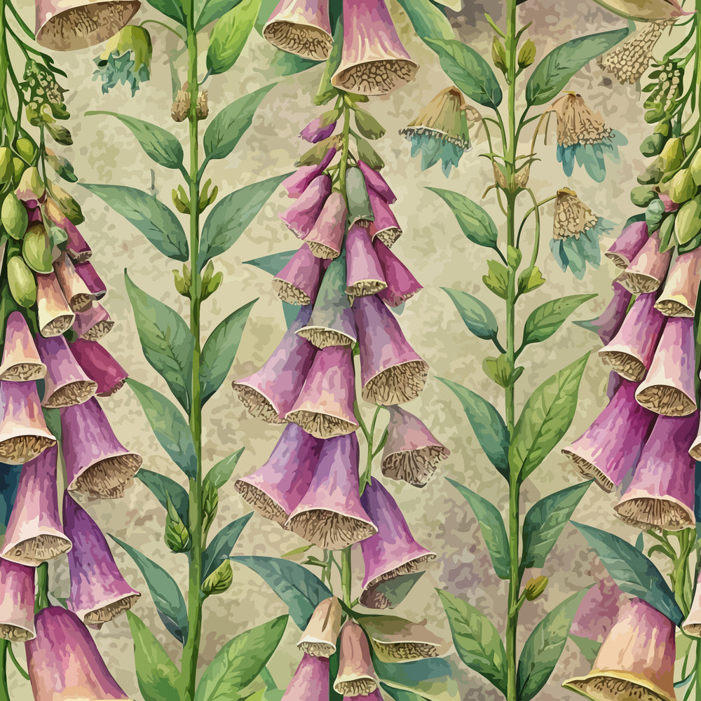 Art Nouveau Foxgloves Pattern 1 Minky Fabric