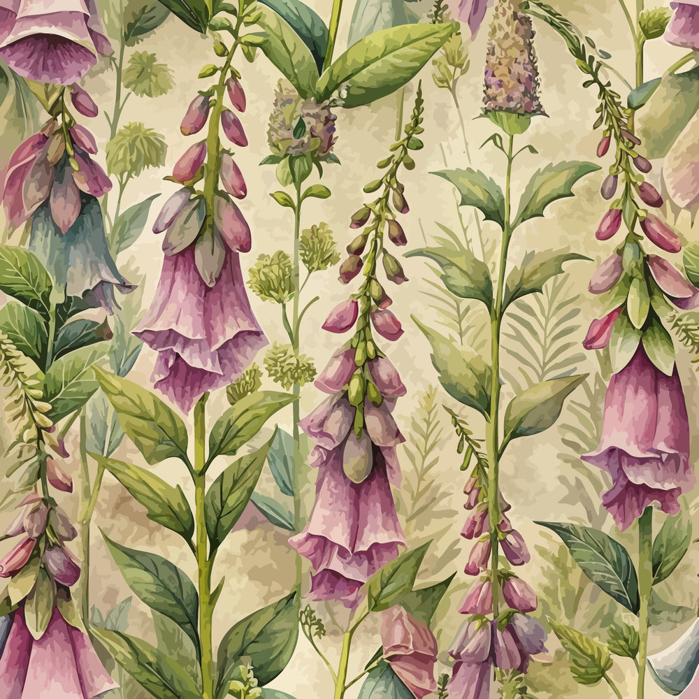 Art Nouveau Foxgloves Pattern 2 Quilting Cotton Fabric