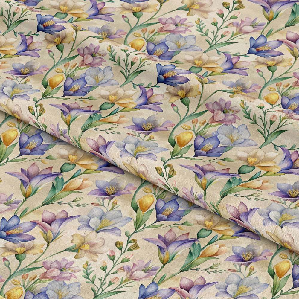 Art Nouveau Freesia Blossoms Pattern 1 Quilting Cotton Fabric