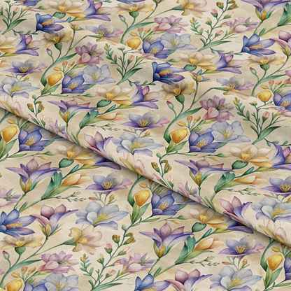 Art Nouveau Freesia Blossoms Pattern 1 Quilting Cotton Fabric