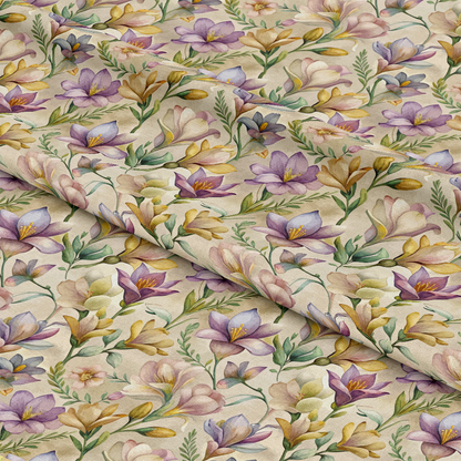 Art Nouveau Freesia Blossoms Pattern 2 Quilting Cotton Fabric