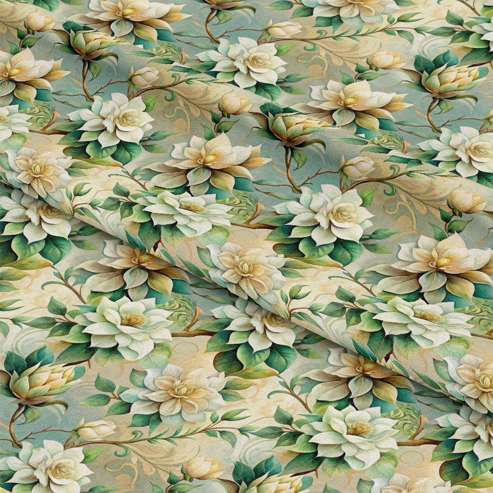 Art Nouveau Gardenias Pattern 1 Quilting Cotton Fabric