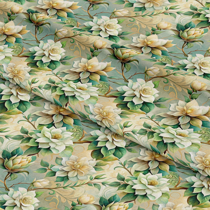 Art Nouveau Gardenias Pattern 1 Quilting Cotton Fabric