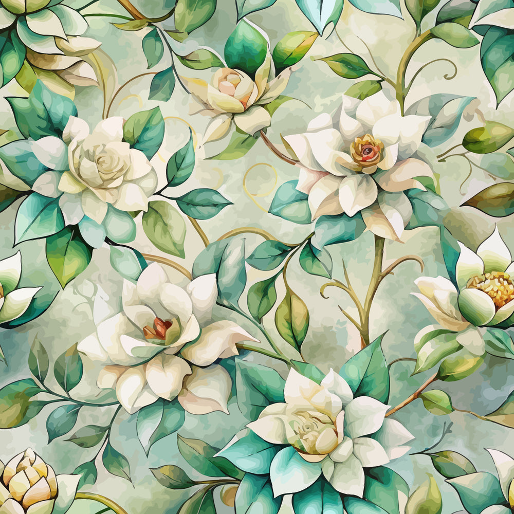 Art Nouveau Gardenias Pattern 2 Quilting Cotton Fabric