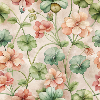 Art Nouveau Geraniums Pattern 1 Minky Fabric