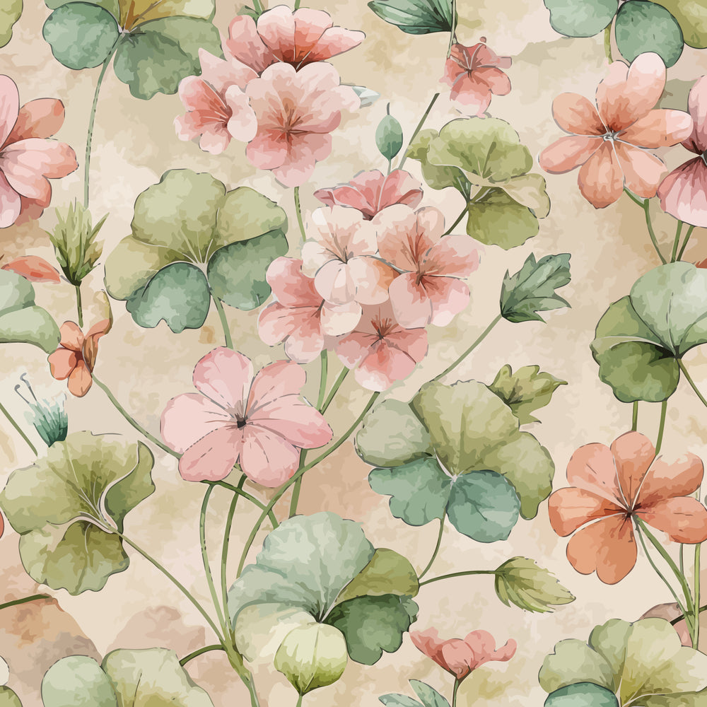 Art Nouveau Geraniums Pattern 2 Minky Fabric