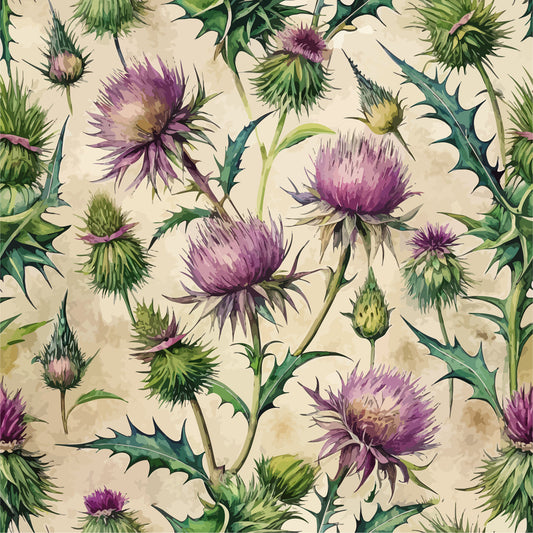 Art Nouveau Globe Thistles Pattern 2 Minky Fabric