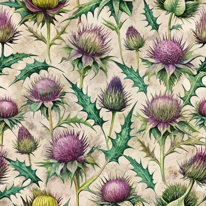 Art Nouveau Globe Thistles Pattern 3 Quilting Cotton Fabric