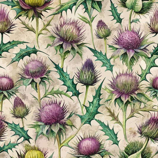 Art Nouveau Globe Thistles Pattern 3 Quilting Cotton Fabric