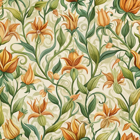Art Nouveau Honeysuckles Pattern 1 Minky Fabric