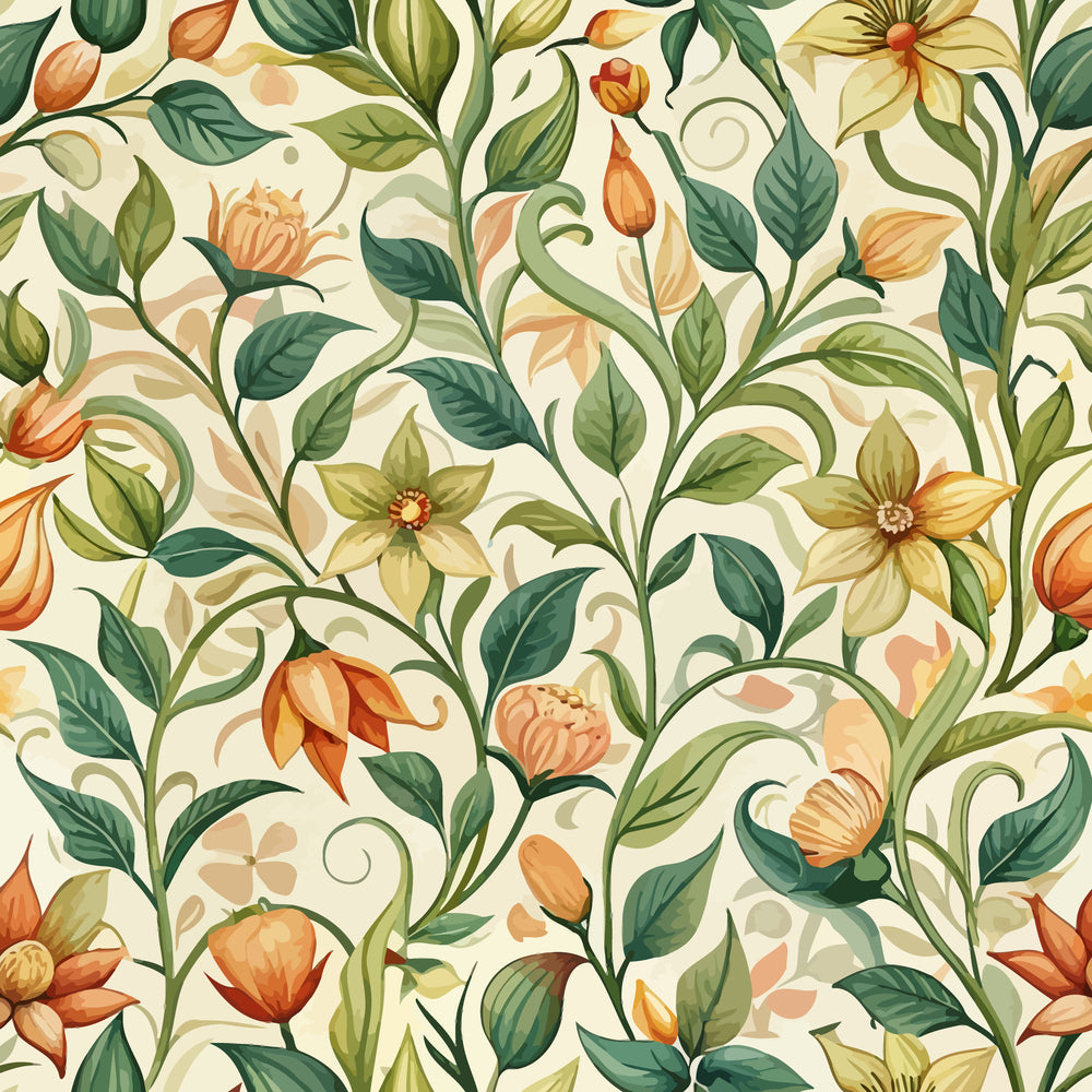 Art Nouveau Honeysuckles Pattern 2 Minky Fabric