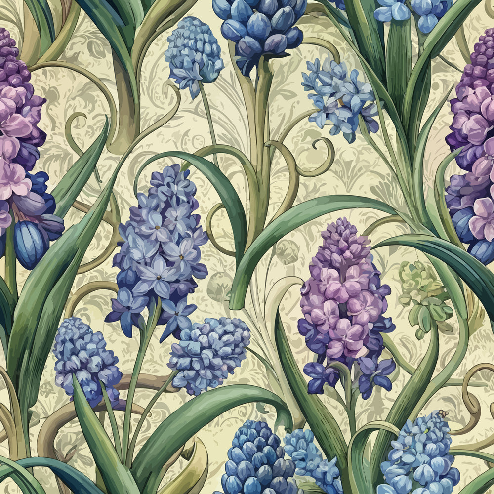 Art Nouveau Hyacinths Pattern 1 Minky Fabric