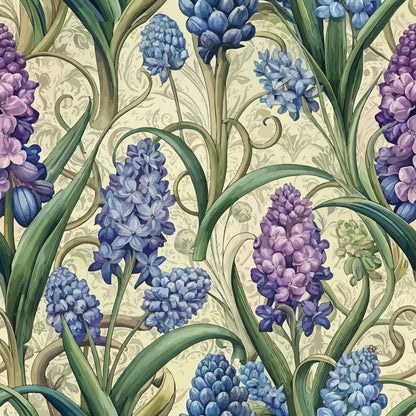 Art Nouveau Hyacinths Pattern 1 Minky Fabric