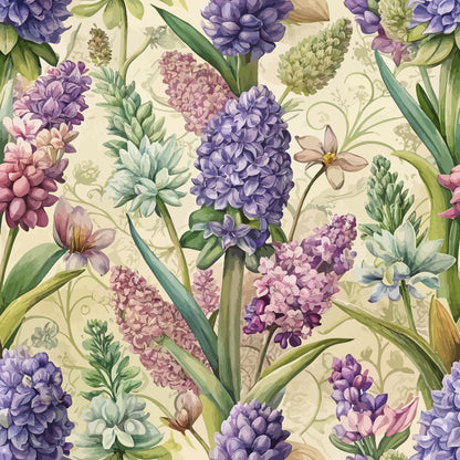 Art Nouveau Hyacinths Pattern 2 Minky Fabric