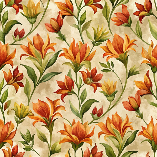 Art Nouveau Indian Paintbrush Flowers Pattern 1 Minky Fabric