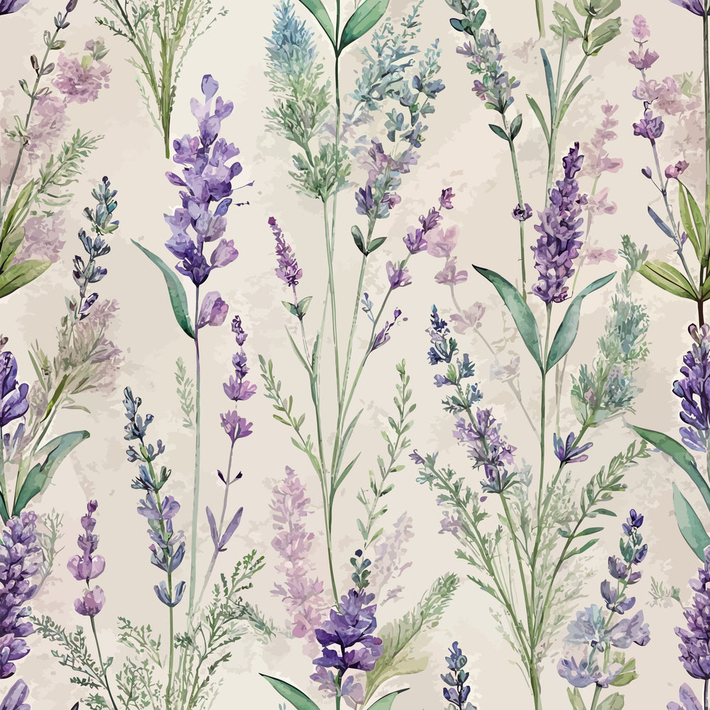 Art Nouveau Lavender Sprigs Pattern 2 Minky Fabric