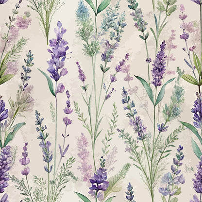 Art Nouveau Lavender Sprigs Pattern 2 Minky Fabric