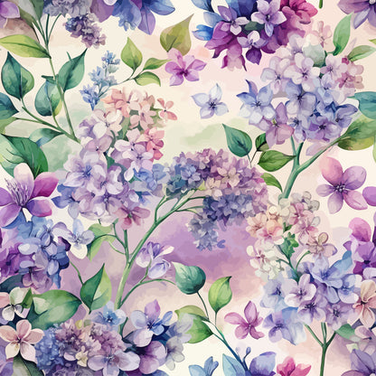 Art Nouveau Lilac Lusters Pattern 1 Quilting Cotton Fabric