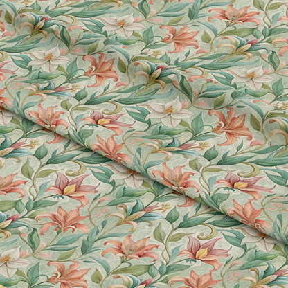 Art Nouveau Lilies Pattern 2 Quilting Cotton Fabric