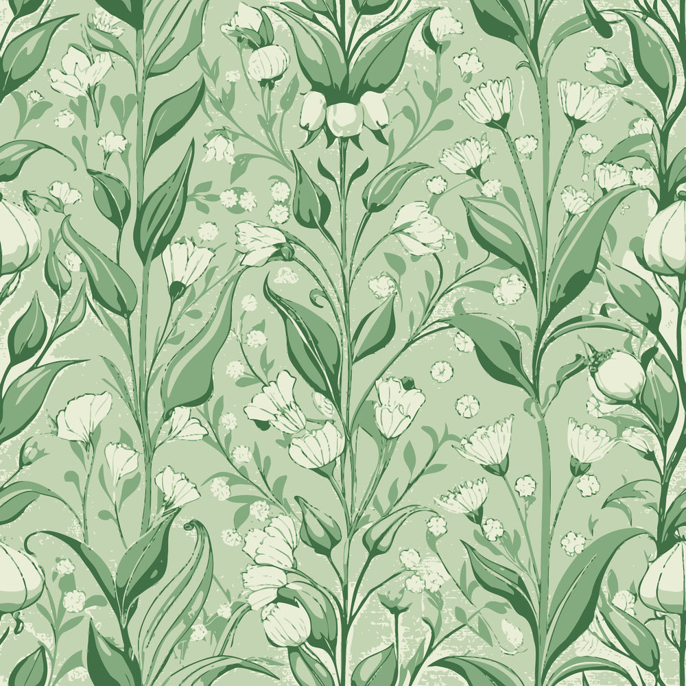 Art Nouveau Lily of the Vallies Pattern 1 Minky Fabric