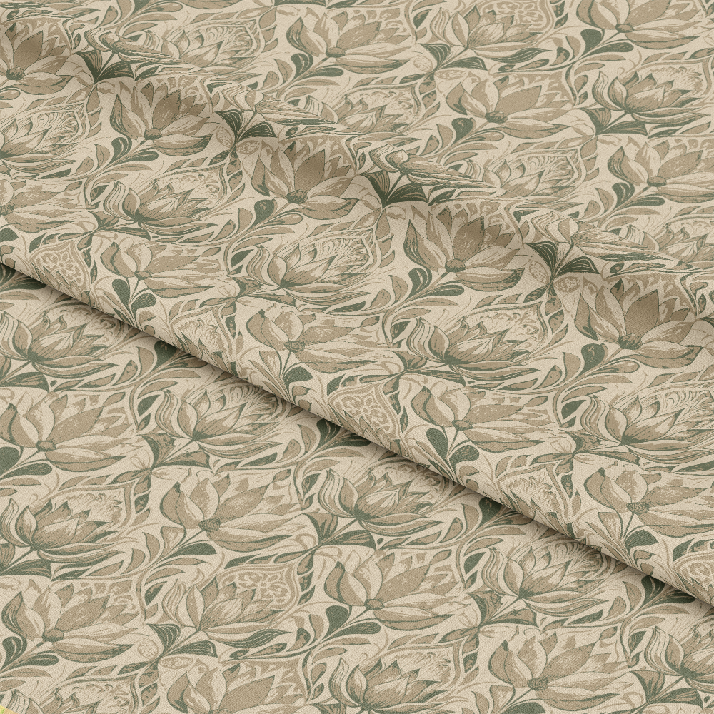 Art Nouveau Lotus Flowers Pattern 2 Quilting Cotton Fabric