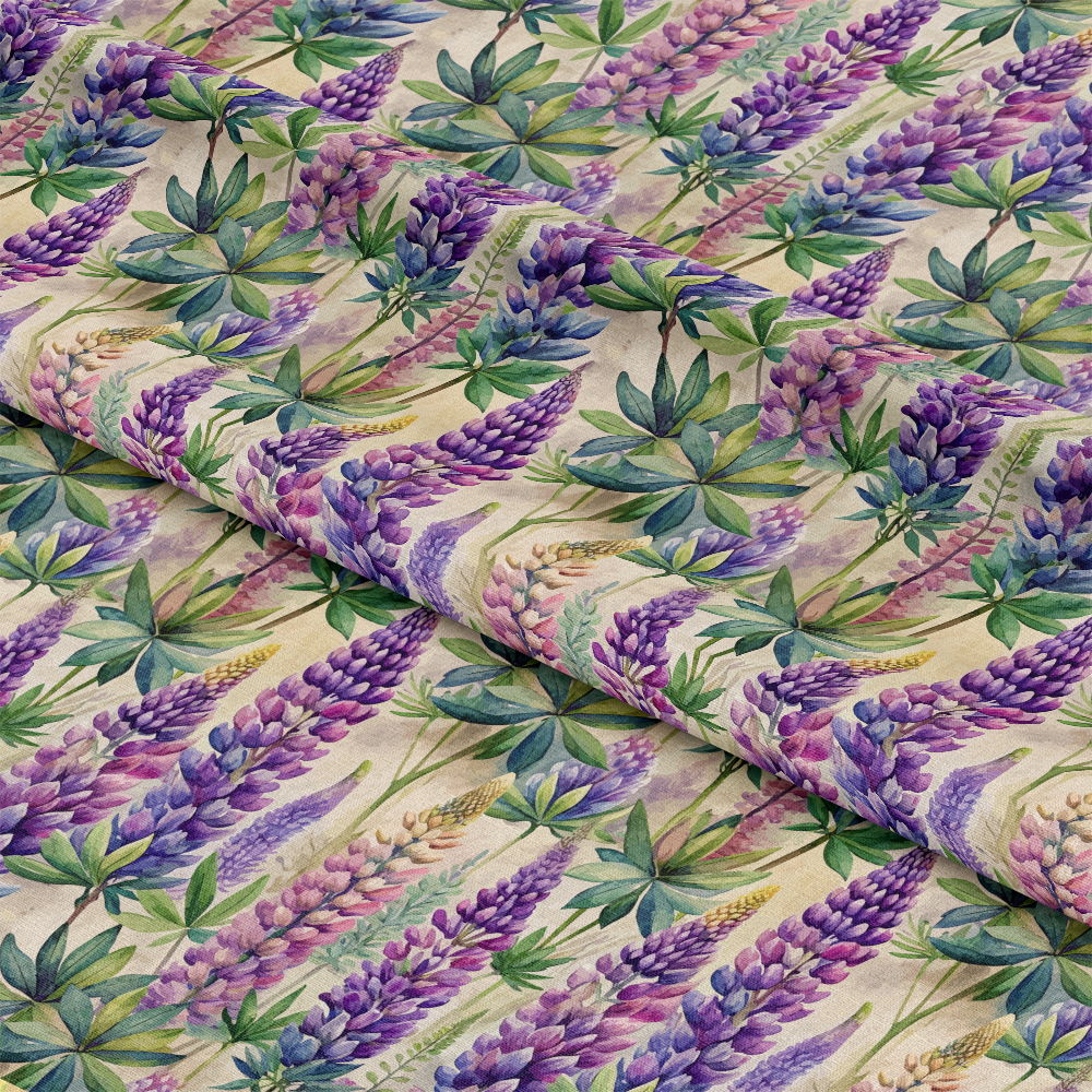 Art Nouveau Lupine Flowers Pattern 1 Quilting Cotton Fabric
